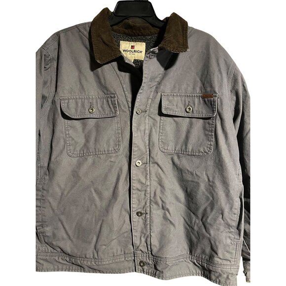 Woolrich Drifter Chore Jacket Gray Sherpa Lined Cotton Shell Men XXL Vintage 90s - Picture 4 of 11